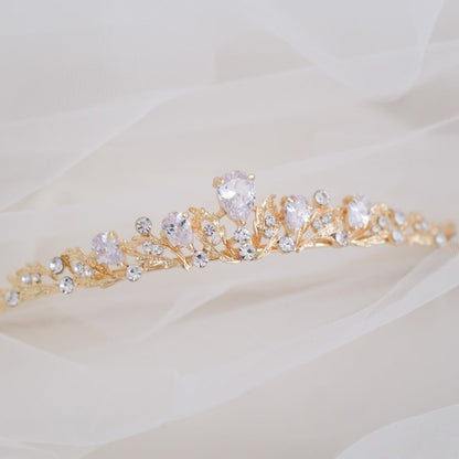 ティアラ ビジュー ブライダルヘッドドレス ゴールド t6 【結婚式 ヘアアクセサリー】
