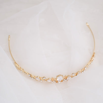 ティアラ ビジュー ブライダルヘッドドレス ゴールド t6 【結婚式 ヘアアクセサリー】