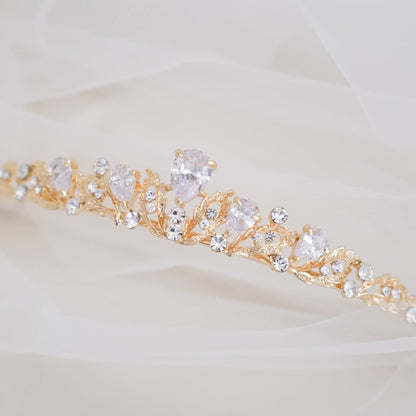 ティアラ ビジュー ブライダルヘッドドレス ゴールド t6 【結婚式 ヘアアクセサリー】