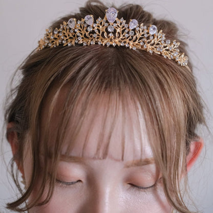 ティアラ ビジュー ブライダルヘッドドレス ゴールド t7 【結婚式 ヘアアクセサリー】