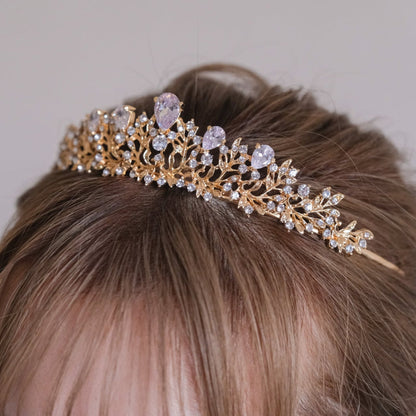 ティアラ ビジュー ブライダルヘッドドレス ゴールド t7 【結婚式 ヘアアクセサリー】