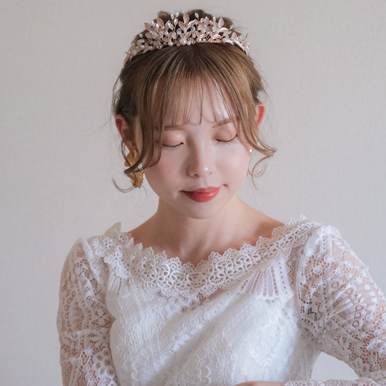 アンティークティアラ パール ブライダルヘッドドレス ゴールド t8 【結婚式 ヘアアクセサリー】