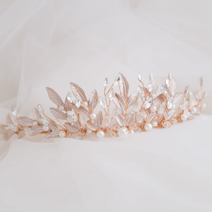 アンティークティアラ パール ブライダルヘッドドレス ゴールド t8 【結婚式 ヘアアクセサリー】