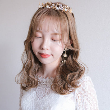 アンティークティアラ パール ブライダルヘッドドレス ゴールド t9 【結婚式 ヘアアクセサリー】