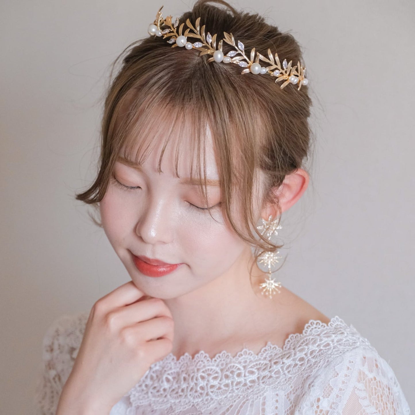アンティークティアラ パール ブライダルヘッドドレス ゴールド t9 【結婚式 ヘアアクセサリー】