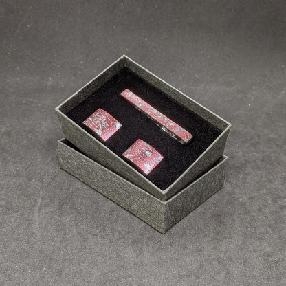 【着物職人手作り 金彩ネクタイピン・カフスボタンセット】ピンク Nsplus 19670 【結婚式 カフス タイピン 小物】