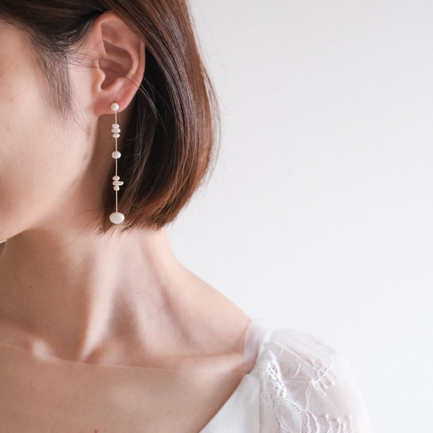 【ピアス】ブライダルピアス パール ラインピアス ゴールド t21 【結婚式 ピアス イヤリング】