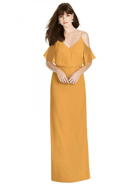 6781 ラグジュアリーシフォン オフショルダー ブライズメイド ロングドレス 82色 【結婚式 ブライズメイド アッシャー オーダーメイド】