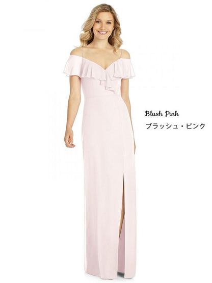 6809 ラグジュアリーシフォン ブライズメイド ロングドレス 70色 【結婚式 ブライズメイド アッシャー オーダーメイド】
