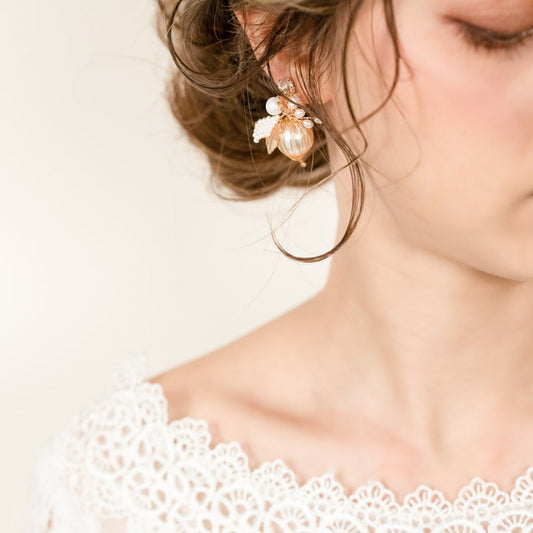 【イヤリング】ブライダル イヤリング ビーズ パール ゴールド u9 【結婚式 ピアス イヤリング】