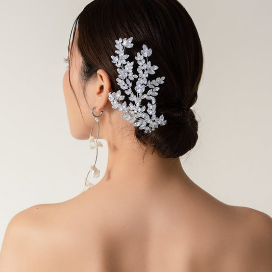 【ヘッドドレス】ブライダルヘッドドレス ビジュー ジルコニア リーフ シルバー u20 【結婚式 ヘアアクセサリー】