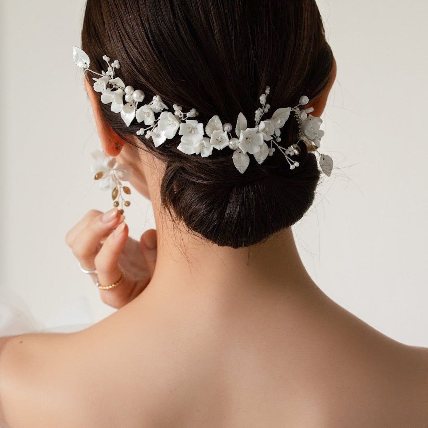 【ヘッドドレス】小枝 ブライダルヘッドドレス パール シルバー u29 【結婚式 ヘアアクセサリー】