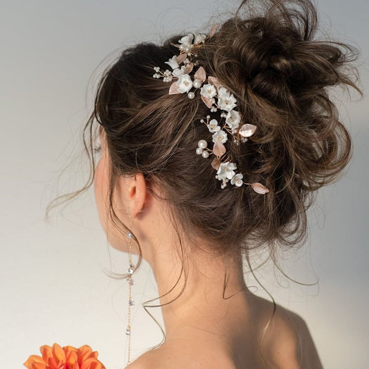 【ヘッドドレス】小枝 ブライダルヘッドドレス パール ゴールド u30 【結婚式 ヘアアクセサリー】