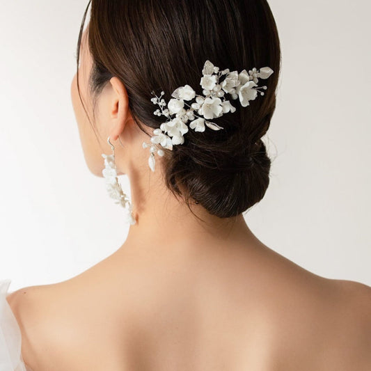 【ヘッドドレス】小枝 ブライダルヘッドドレス パール シルバー u31 【結婚式 ヘアアクセサリー】
