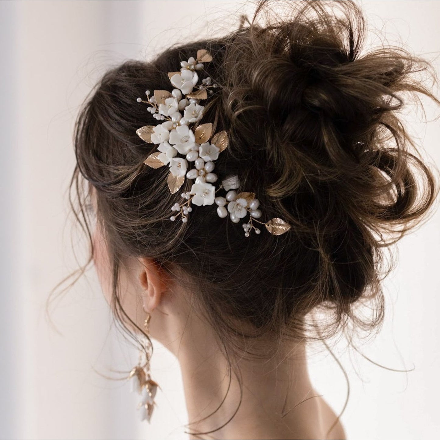 【ヘッドドレス】小枝 ブライダルヘッドドレス パール ゴールド u32 【結婚式 ヘアアクセサリー】