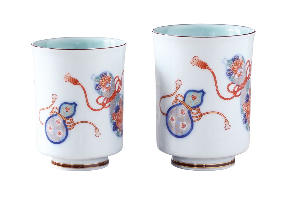 (染錦瓢絵)ペア湯のみ 【結婚式 ギフト 引き出物 食器類】