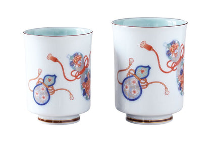 (染錦瓢絵)ペア湯のみ 【結婚式 ギフト 引き出物 食器類】