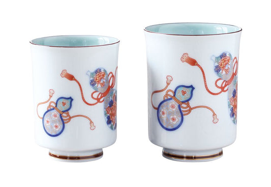 (染錦瓢絵)ペア湯のみ 【結婚式 ギフト 引き出物 食器類】