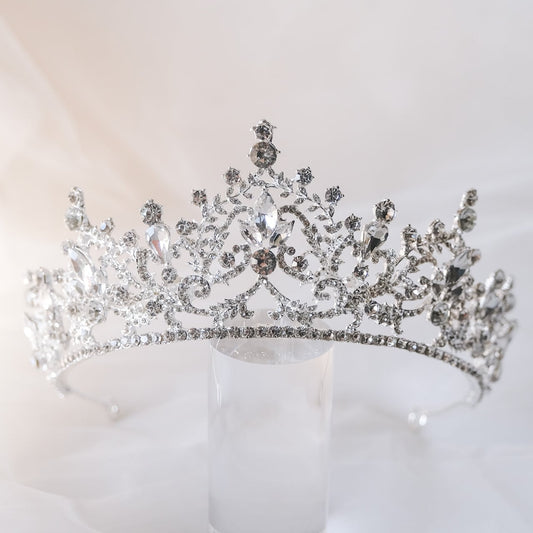 【ヘッドドレス】ティアラ ビジュー ブライダルヘッドドレス シルバー u49 【結婚式 ヘアアクセサリー】