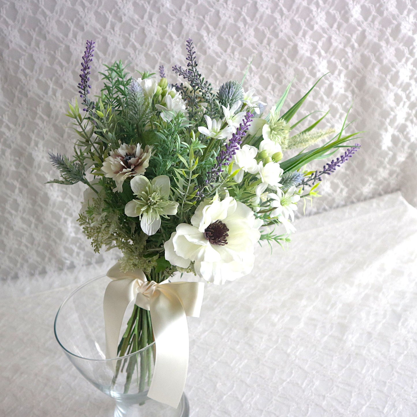 アネモネとラベンダーのブーケ＆ブートニアset