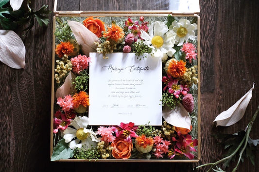 【comme si.】 真鍮のガラスボックス 正方形 30名～60名〈ゲスト参加型結婚証明書〉