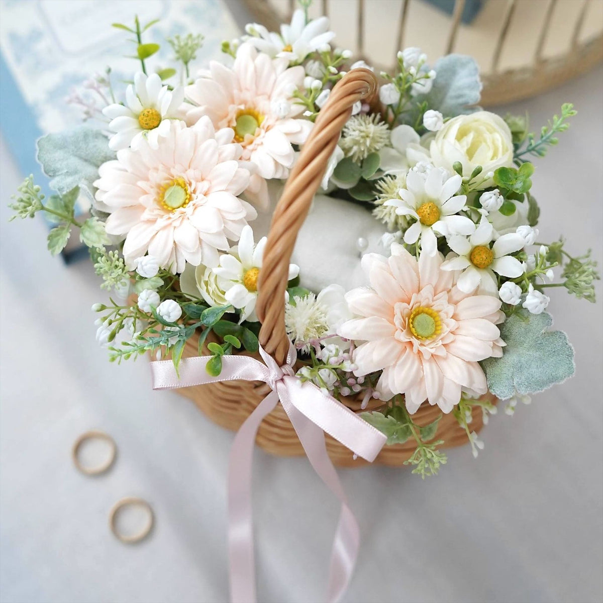 お花畑のようなリングピロー【結婚式　リングピロー】