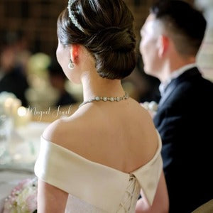 classical silver ジルコニアネックレス&ピアスset/ブライダルアクセサリー 【結婚式 アクセサリーセット】