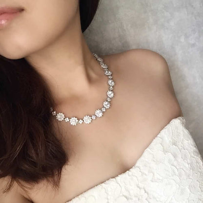 classical silver ジルコニアネックレス&ピアスset/ブライダルアクセサリー 【結婚式 アクセサリーセット】