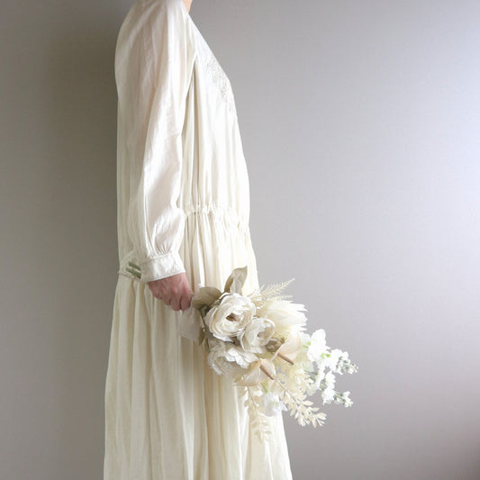 アンスリウムとローズのホワイトブーケ＆ブートニアset