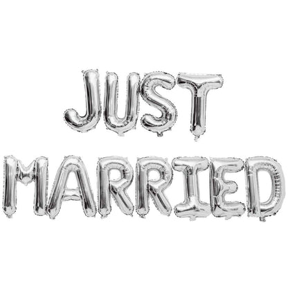 FOIL BALL, JUST MARRIED,SILVER 【結婚式 ウェルカムグッズ バルーン】