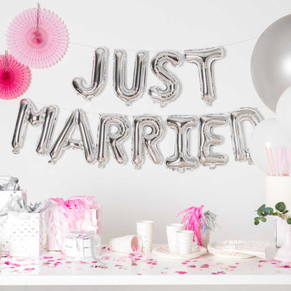 FOIL BALL, JUST MARRIED,SILVER 【結婚式 ウェルカムグッズ バルーン】