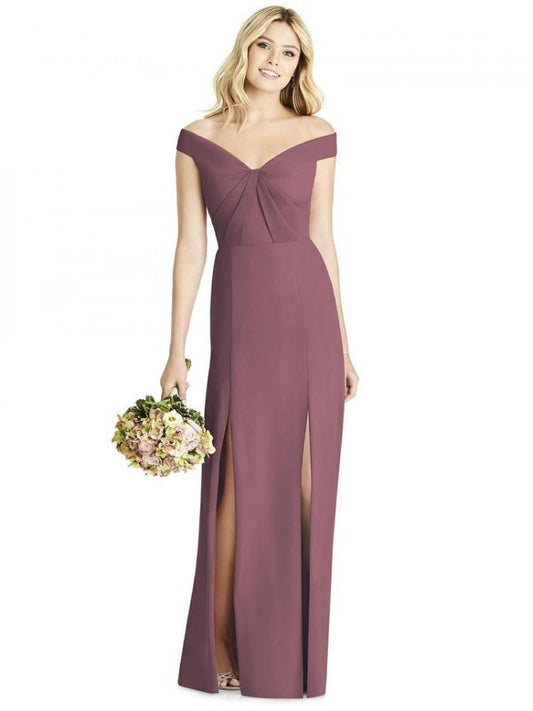 8186 マットシフォン オフショルダー ブライズメイド ロングドレス 65色 【結婚式 ブライズメイド アッシャー オーダーメイド】
