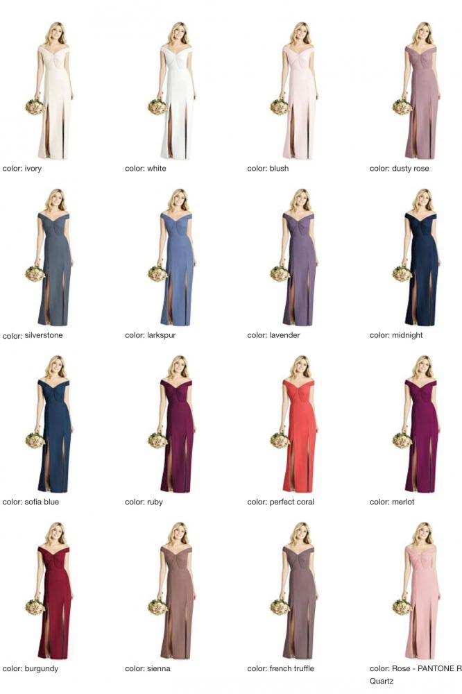 8186 マットシフォン オフショルダー ブライズメイド ロングドレス 65色 【結婚式 ブライズメイド アッシャー オーダーメイド】