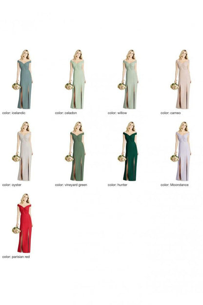 8186 マットシフォン オフショルダー ブライズメイド ロングドレス 65色 【結婚式 ブライズメイド アッシャー オーダーメイド】