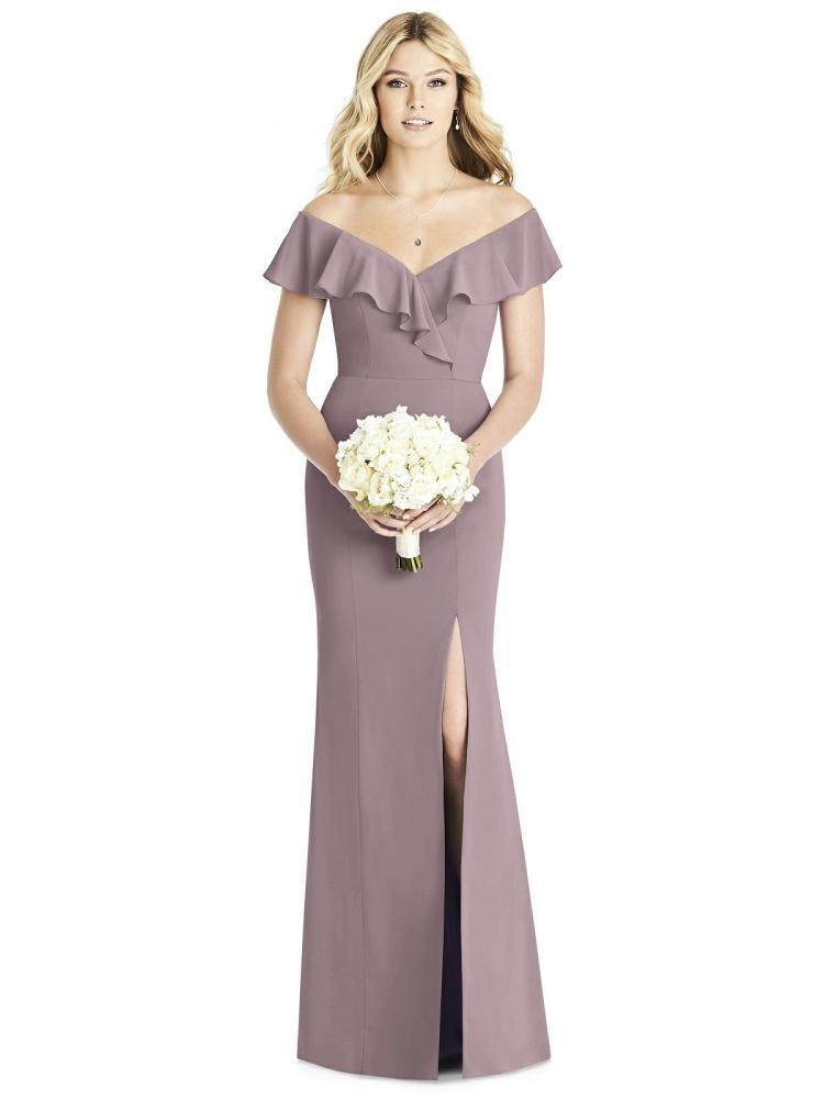 8190 マットシフォン ブライズメイド オフショルダー ロングドレス 65色 【結婚式 ブライズメイド アッシャー オーダーメイド】
