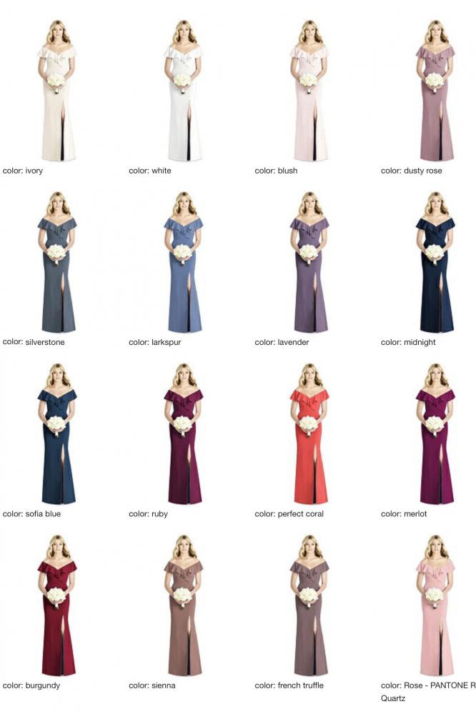 8190 マットシフォン ブライズメイド オフショルダー ロングドレス 65色 【結婚式 ブライズメイド アッシャー オーダーメイド】