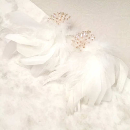 【ピアス・イヤリング】beads フェザーピアス/ブライダルアクセサリー 【結婚式 ピアス イヤリング】