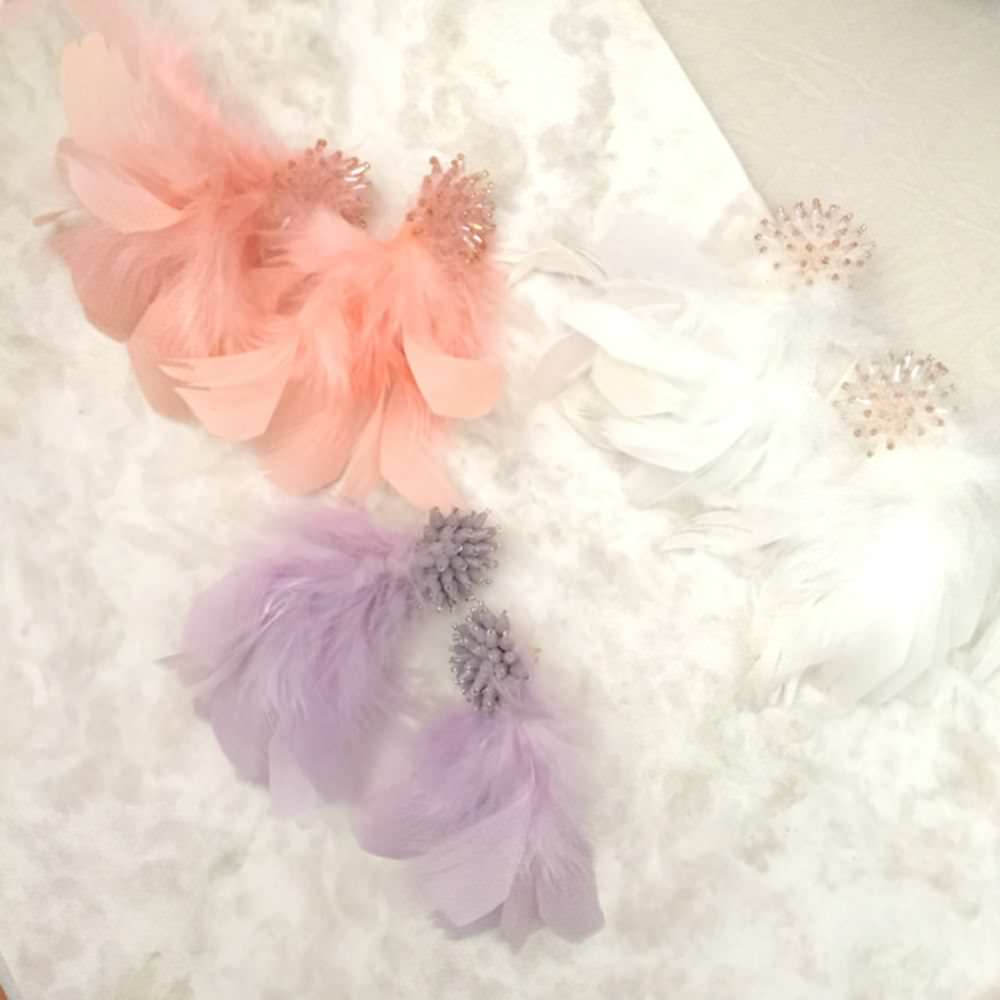 【ピアス・イヤリング】beads フェザーピアス/ブライダルアクセサリー 【結婚式 ピアス イヤリング】