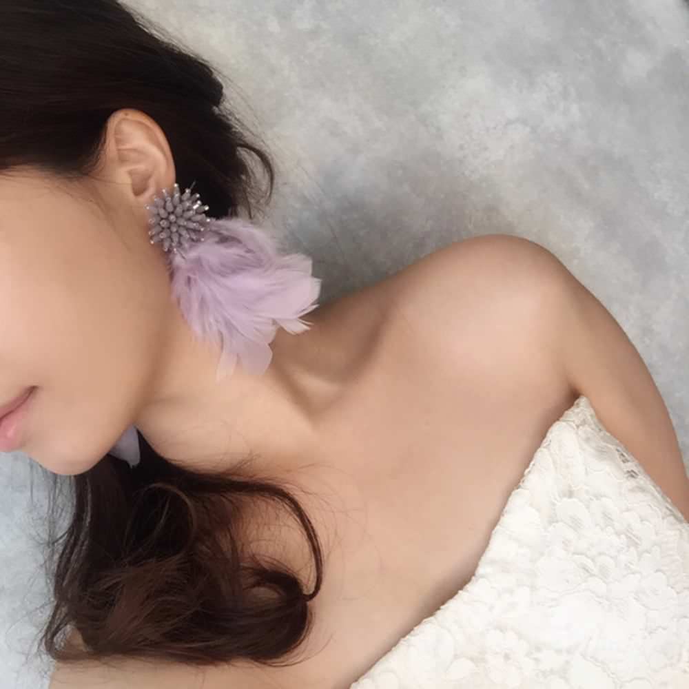 【ピアス・イヤリング】beads フェザーピアス/ブライダルアクセサリー 【結婚式 ピアス イヤリング】
