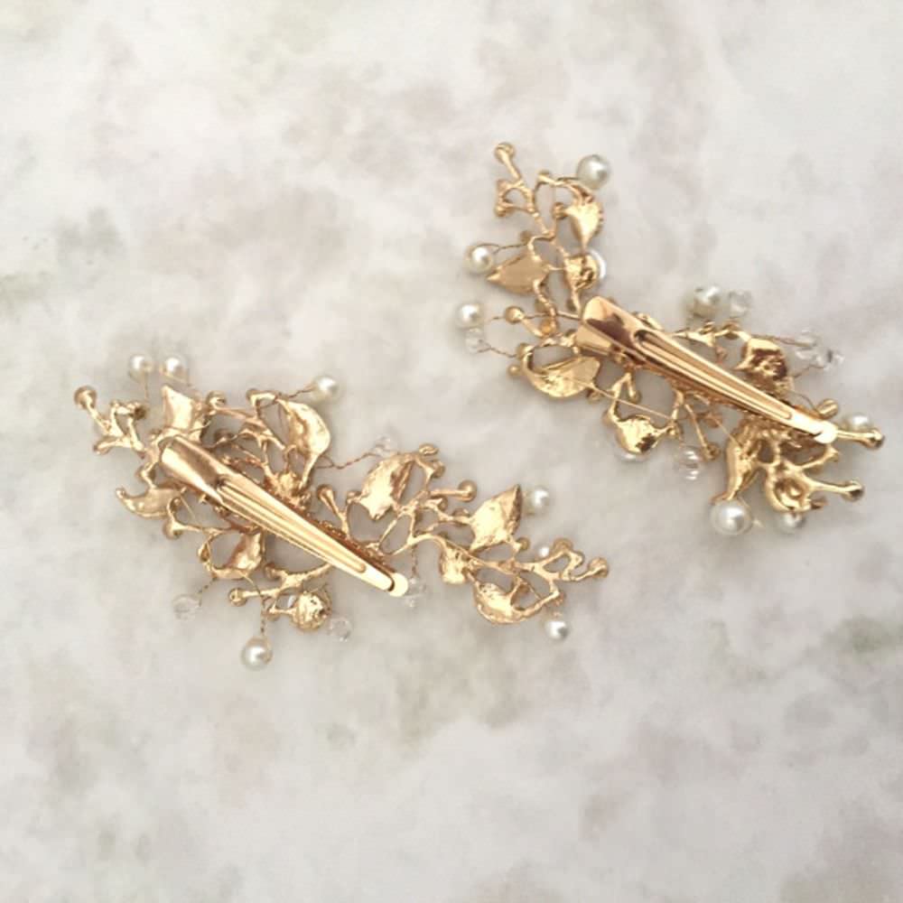 【ヘッドドレス】mat gold ブライダルヘッドアクセサリー 【結婚式 ヘアアクセサリー】