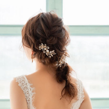 【ヘッドドレス】mat gold ブライダルヘッドアクセサリー 【結婚式 ヘアアクセサリー】