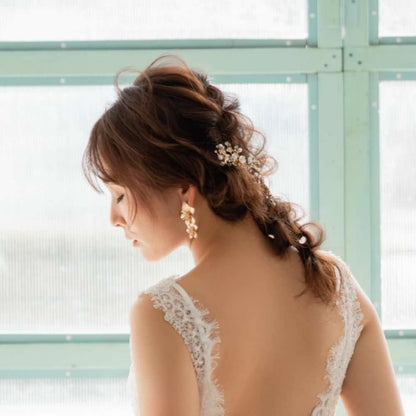 【ヘッドドレス】mat gold  ブライダルヘッドアクセサリー 【結婚式　ヘアアクセサリー】