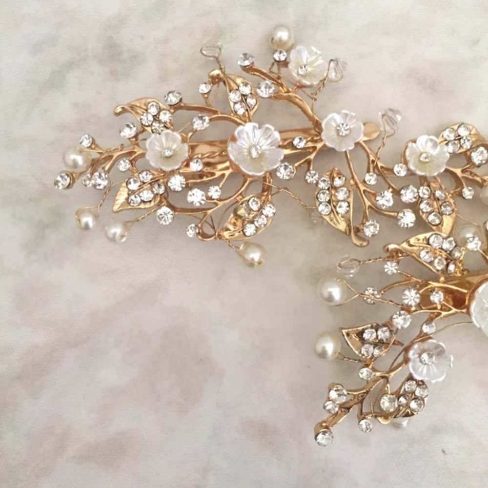 【ヘッドドレス】mat gold ブライダルヘッドアクセサリー 【結婚式 ヘアアクセサリー】