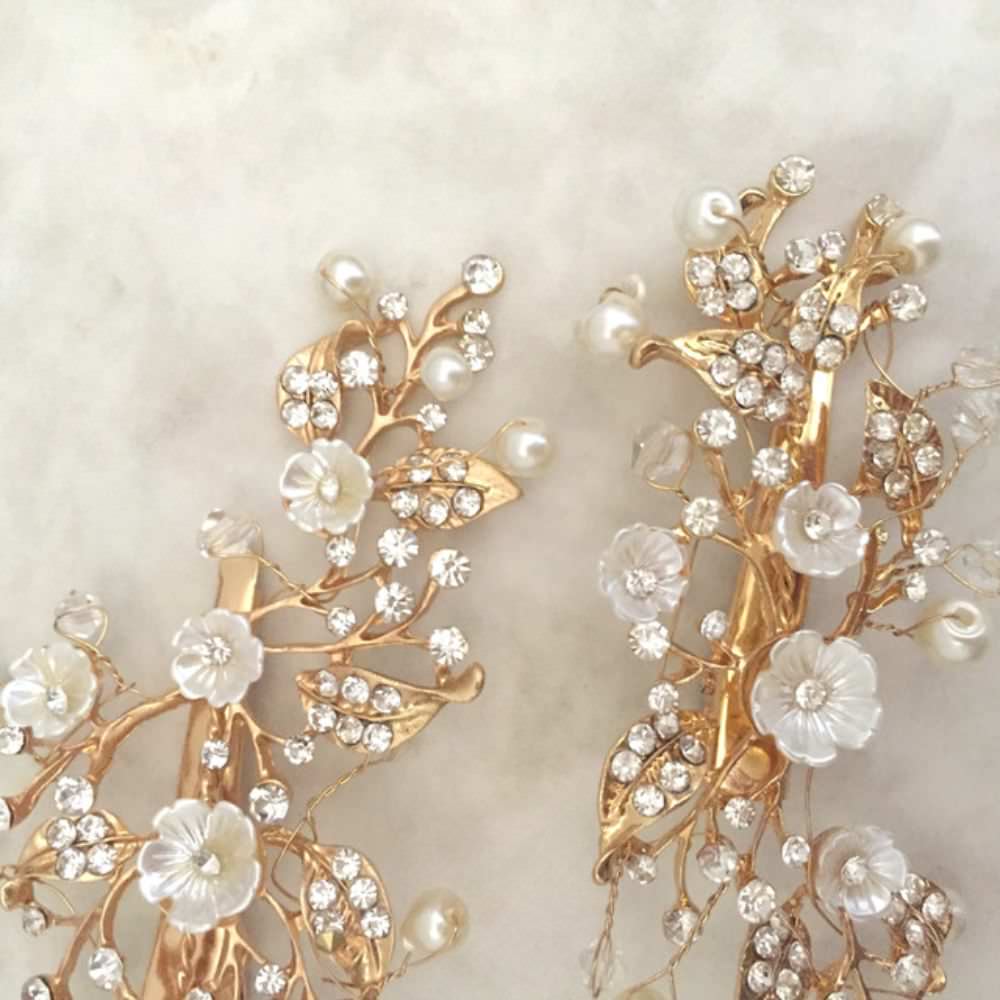 【ヘッドドレス】mat gold ブライダルヘッドアクセサリー 【結婚式 ヘアアクセサリー】