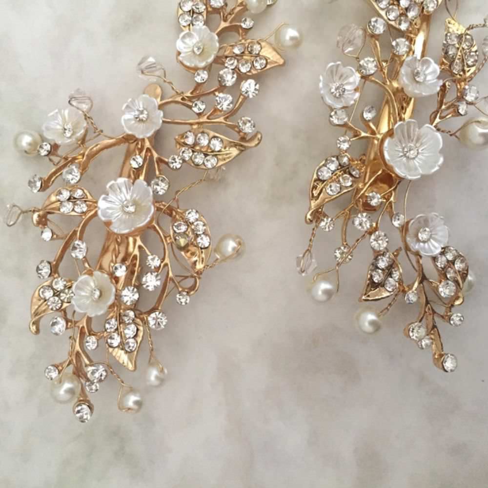 【ヘッドドレス】mat gold ブライダルヘッドアクセサリー 【結婚式 ヘアアクセサリー】