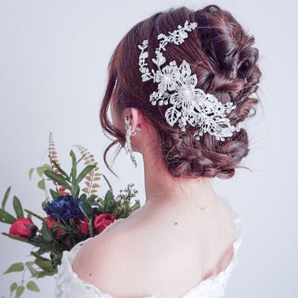 ブライダルヘッドドレス ビジュー リーフ ボンネ a1 【結婚式　ヘアアクセサリー】