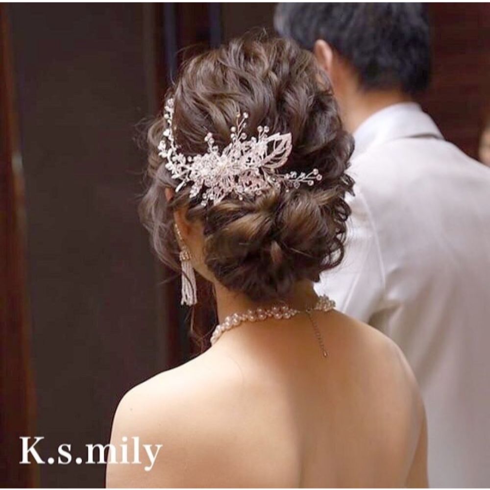 ブライダルヘッドドレス ビジュー リーフ ボンネ a1 【結婚式　ヘアアクセサリー】