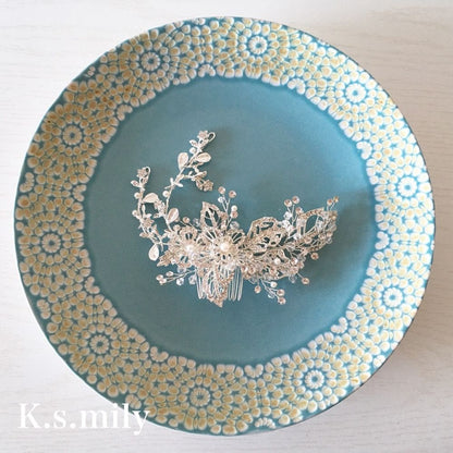 ブライダルヘッドドレス ビジュー リーフ ボンネ a1 【結婚式 ヘアアクセサリー】