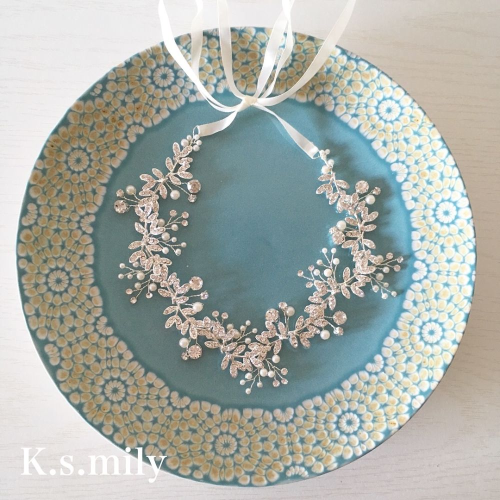 ブライダルヘッドドレス ビジュー パール 小枝アクセサリー a3 【結婚式 ヘアアクセサリー】