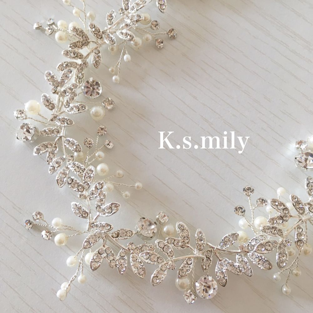 ブライダルヘッドドレス ビジュー パール 小枝アクセサリー a3 【結婚式　ヘアアクセサリー】